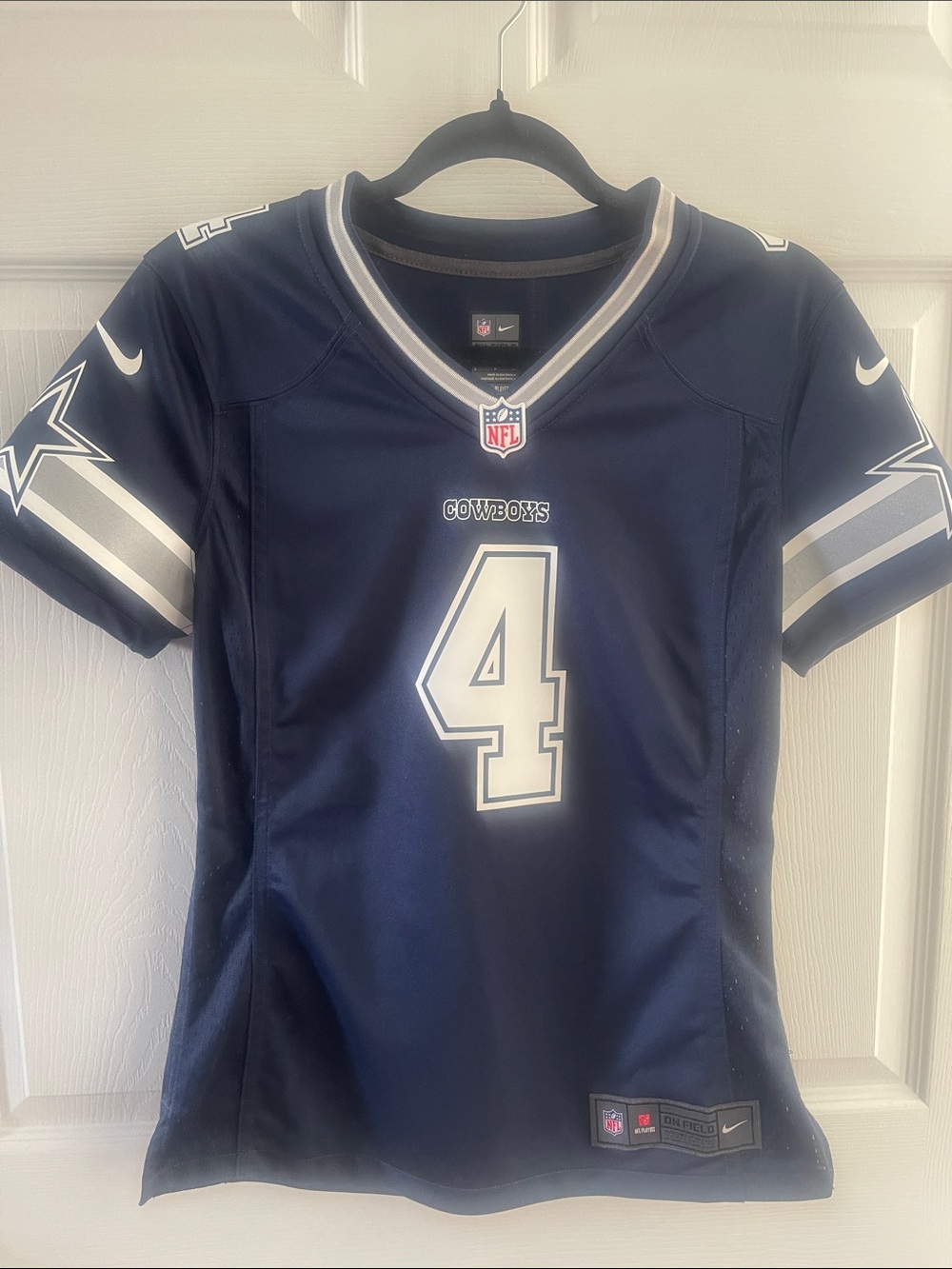 Nike Navy and White Womens Dallas Cowboys #4 Prescott Jersey size S